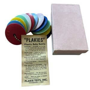 Vintage Plakies Plastic Baby Rattle In Original Box